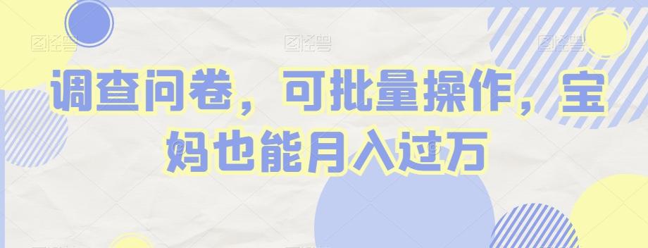 调查问卷，可批量操作，宝妈也能月入过万-heixxmi