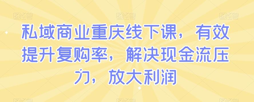 私域商业重庆线下课，有效提升复购率，解决现金流压力，放大利润-heixxmi