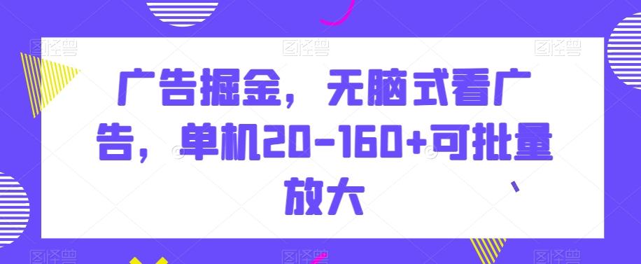 广告掘金，无脑式看广告，单机20-160+可批量放大【揭秘】-heixxmi