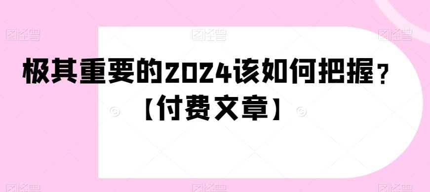 极其重要的2024该如何把握？【付费文章】-heixxmi