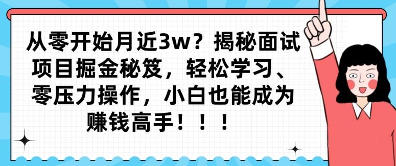 从零开始月近3w？揭秘面试项目掘金秘笈，轻松学习、零压力操作，小白也能成为赚钱高手-heixxmi