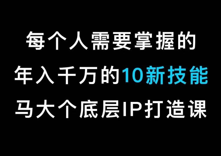马大个的IP底层逻辑课，​每个人需要掌握的年入千万的10新技能，约会底层IP打造方法！-heixxmi