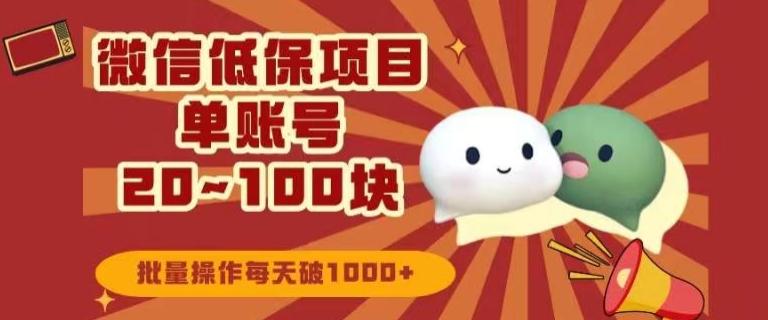 微信领低保单账号20元-100元，批量操作每天破1000+-heixxmi