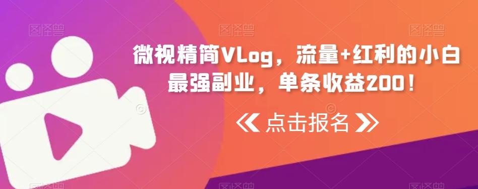 微视精简Vlog，流量+红利的小白最强副业，单条收益200！-heixxmi