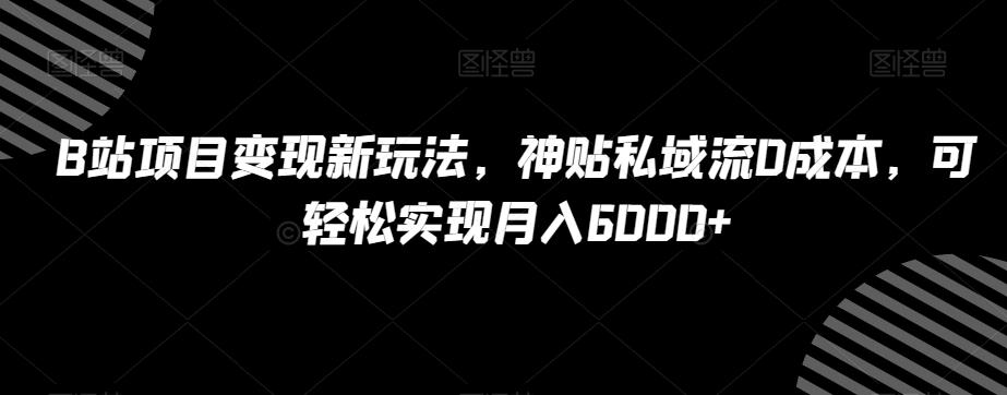 B站项目变现新玩法，神贴私域流0成本，可轻松实现月入6000+【揭秘】-heixxmi