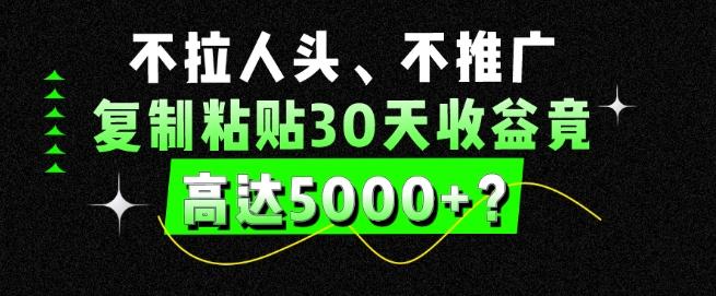 不拉人头、不推广，复制粘贴30天收益竟高达5000+？-heixxmi