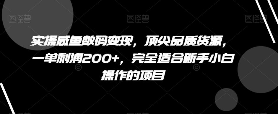 实操咸鱼数码变现，顶尖品质货源，一单利润200+，完全适合新手小白操作的项目【揭秘】-heixxmi