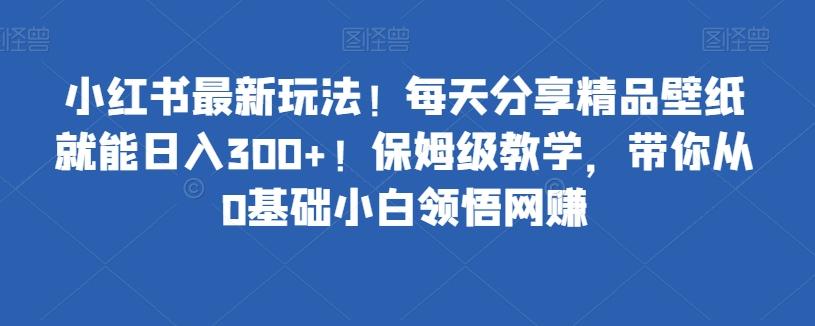 小红书最新玩法！每天分享精品壁纸就能日入300+！保姆级教学，带你从0基础小白领悟网赚-heixxmi