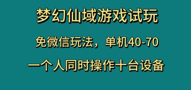 梦幻仙域游戏试玩，免微信玩法，单机40-70，一个人同时操作十台设备【揭秘】-heixxmi