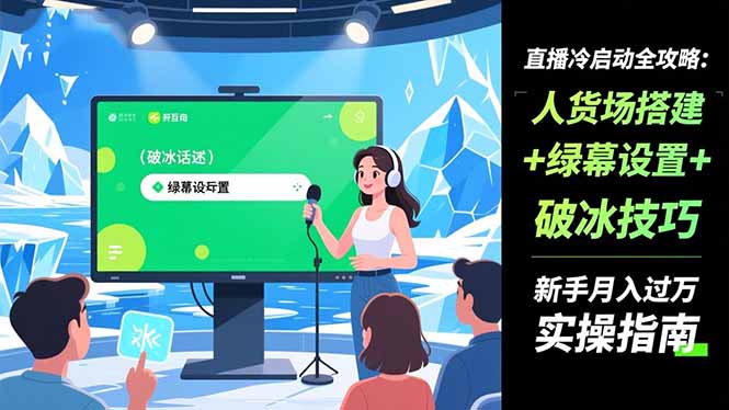 直播冷启动全攻略:人货场搭建+绿幕设置+破冰技巧，新手月入过万实操指南-heixxmi