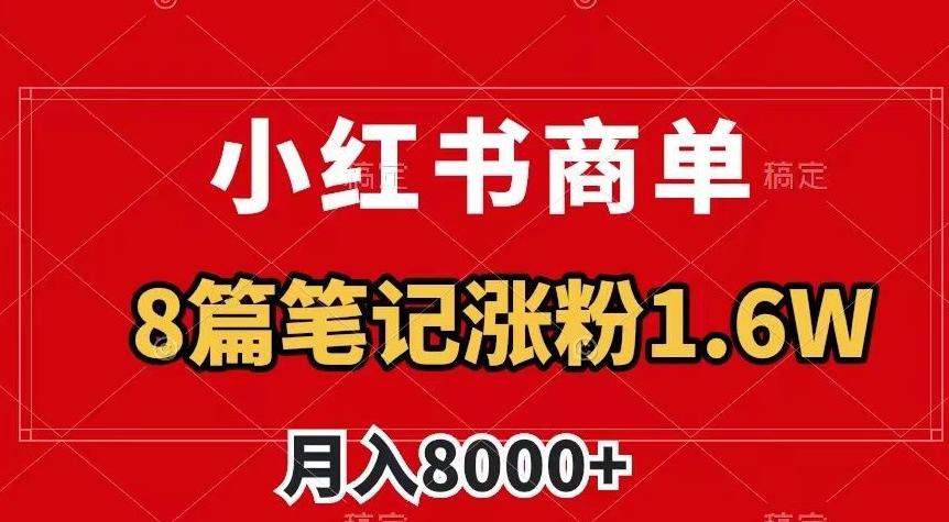 小红书商单最新玩法，8篇笔记涨粉1.6w，作品制作简单，月入8000+【揭秘】-heixxmi