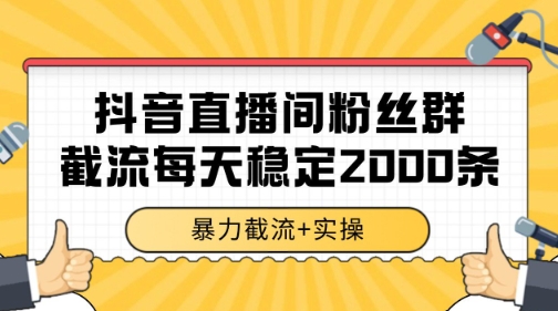 抖音直播间粉丝群暴力截流，一台电脑每天稳定2000条数据【揭秘】-heixxmi