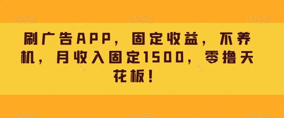 刷广告APP，固定收益，不养机，月收入固定1500，零撸天花板！-heixxmi