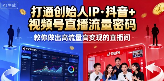 25年直播9-10两期线下课，打通创始人IP，抖音+视频号直播流量密码，教你做出高流量高变现的直播间-heixxmi