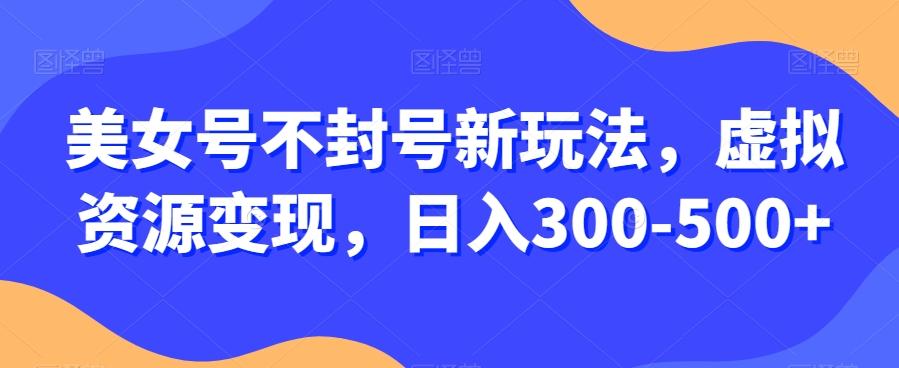 美女号不封号新玩法，虚拟资源变现，日入300-500+-heixxmi