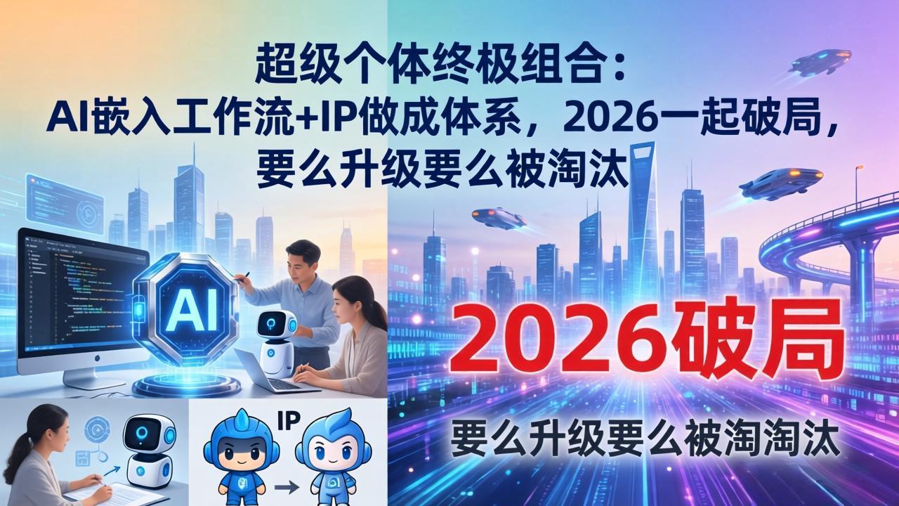 超级个体终极组合：AI嵌入工作流+IP做成体系，2026一起破局，要么升级要么被淘汰-heixxmi