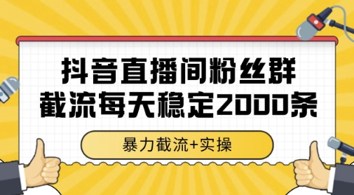 抖音直播间粉丝群暴力截流，一台电脑每天稳定2000条数据，暴力截流+实操 【揭秘】-heixxmi