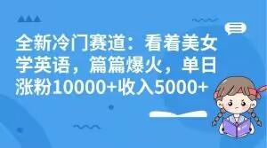 全新冷门赛道：看着美女学英语，篇篇爆火，单日涨粉10000+收入5000+-heixxmi