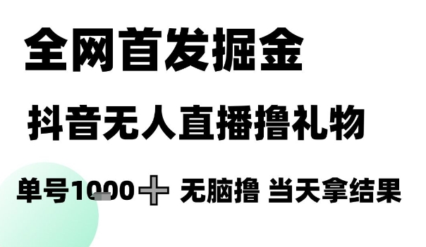 全网首发掘金抖音无人直播撸礼物，单号1k +无脑撸，当天拿结果【揭秘】-heixxmi
