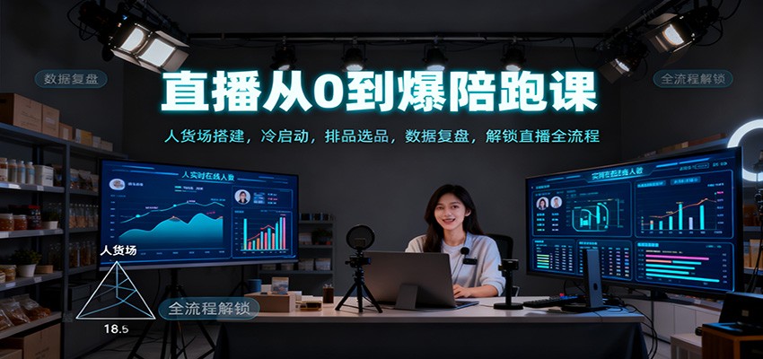 直播从0到爆陪跑课：人货场搭建，冷启动，排品选品，数据复盘，解锁直播全流程-heixxmi