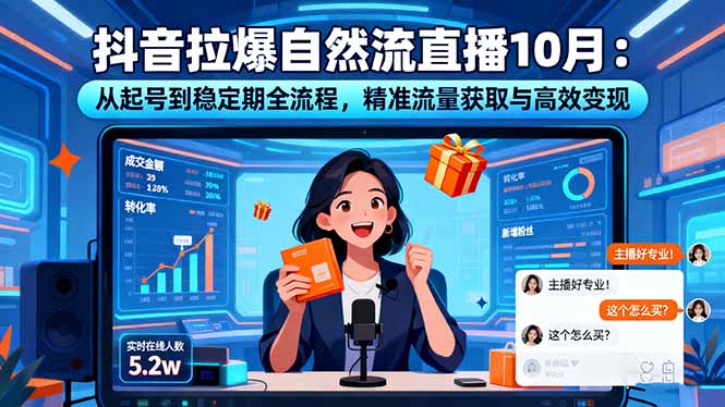 抖音拉爆自然流直播10月：从起号到稳定期全流程，精准流量获取与高效变现-heixxmi