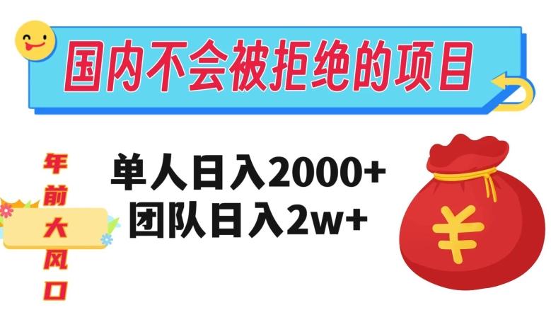 在国内不怕被拒绝的项目，单人日入2000，团队日入20000+【揭秘】-heixxmi
