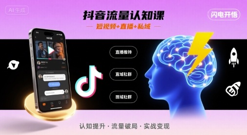 抖音流量认知课，短视频+直播+私域，认知提升，闪电开悟-heixxmi