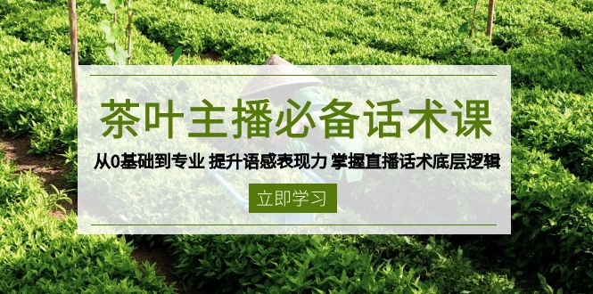 茶叶 主播必备话术课 从0基础到专业 提升语感表现力 掌握直播话术底层逻辑-heixxmi