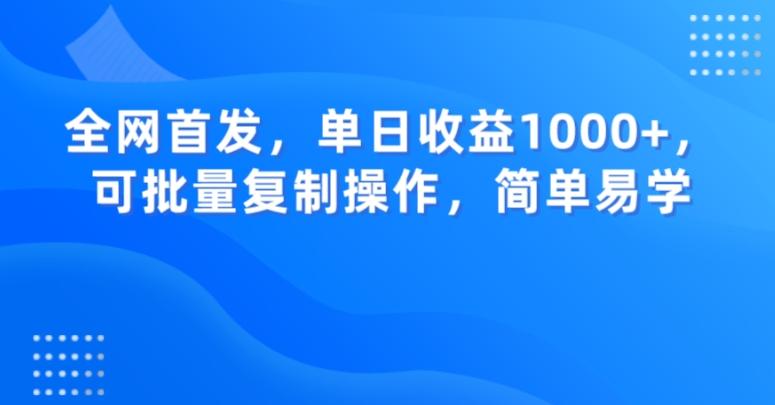 全网首发，单日收益1000+，可批量复制操作，简单易学【揭秘】-heixxmi