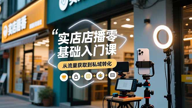 实体店播零基础入门课，实体店+短视频+直播+微信生态+私域社群，从流量获取到私域转化-heixxmi