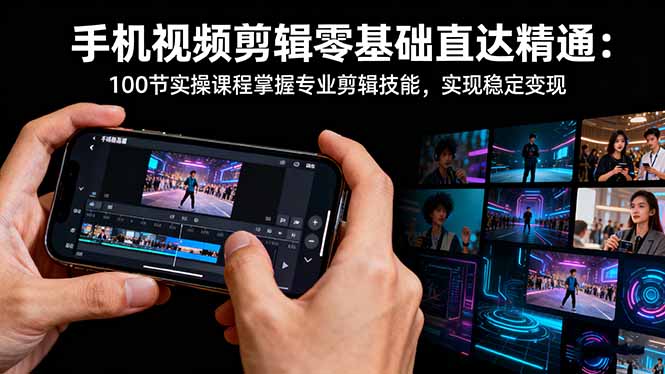 手机视频剪辑零基础直达精通：100节实操课程掌握专业剪辑技能，实现稳...-heixxmi