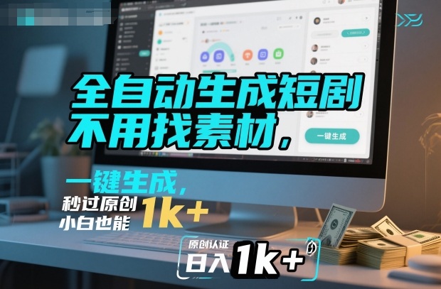 全自动生成短剧，不用找素材，不用剪辑，一键生成，秒过原创，小白也能轻松日入1k+【揭秘】-heixxmi