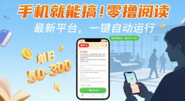 手机就能搞！零撸阅读挂G，最新平台，一键自动运行，随时随地挣，单日50-3张+【揭秘】-heixxmi