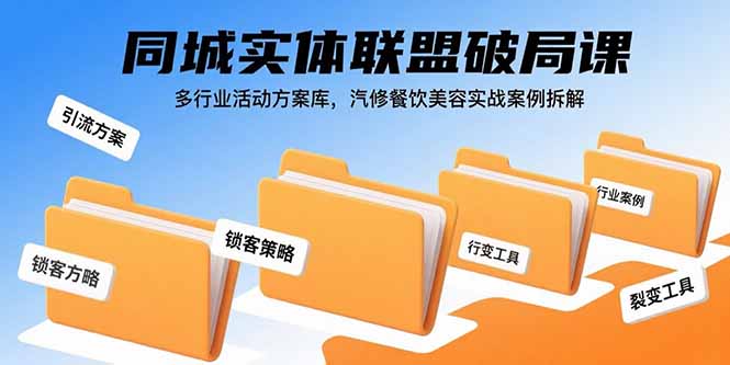 同城实体联盟破局课，多行业活动方案库，汽修餐饮美容实战案例拆解-heixxmi