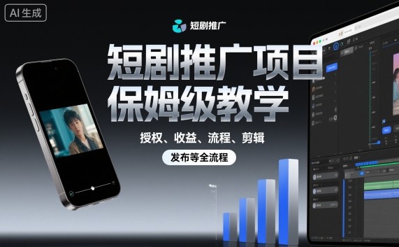 短剧推广项目保姆级教学，授权、收益、流程、剪辑，发布等全流程-heixxmi