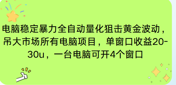 电脑EA策略挂机项目单窗口收益20-30u，单电脑可挂5-10个窗口收益稳健4位数-heixxmi