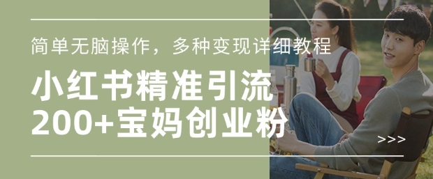 小红书混剪日引200+宝妈创业粉，简单无脑操作，多种变现详细教程-heixxmi