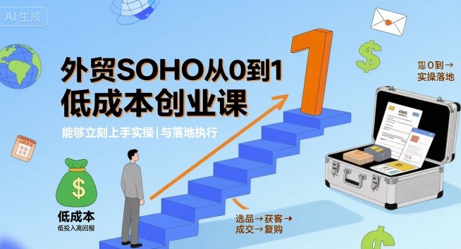 外贸SOHO从0到1低成本创业课，能够立刻上手实操与落地执行-heixxmi