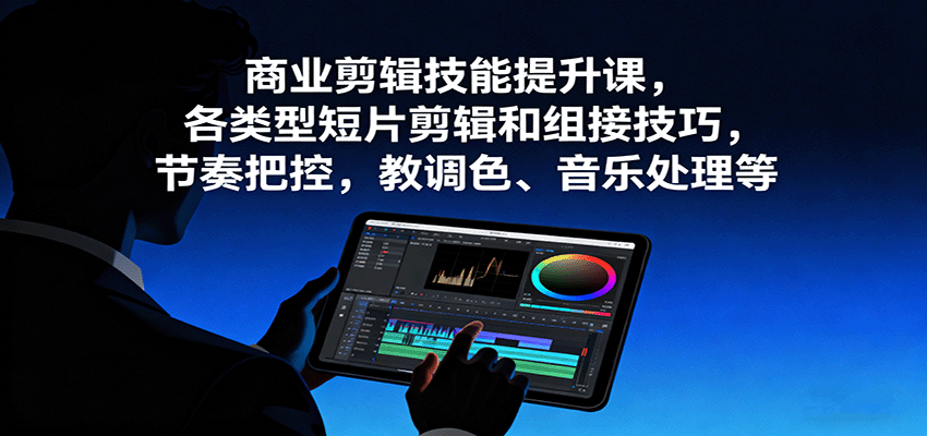 商业剪辑技能提升课，各类型短片剪辑和组接技巧，节奏把控，教调色、音乐处理等-heixxmi