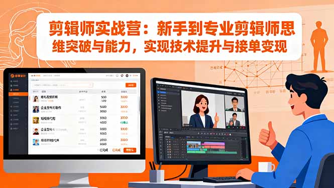 剪辑师实战营：新手到专业剪辑师思维突破与能力，实现技术提升与接单变现-heixxmi