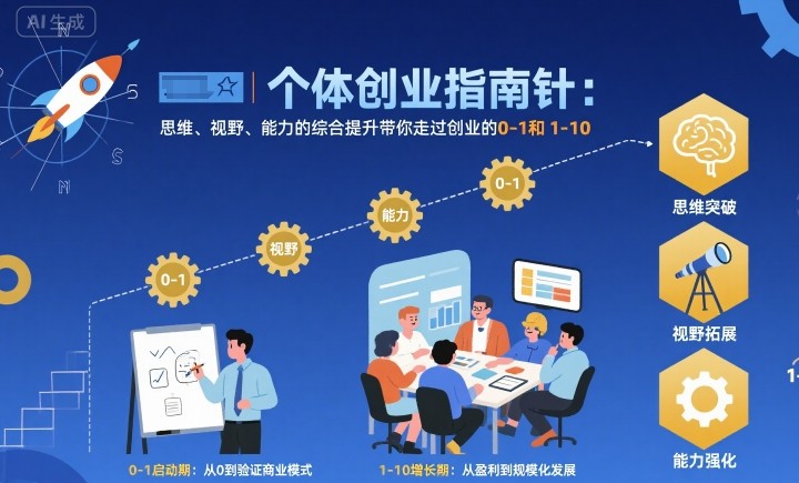 个体创业指南针，思维、视野、能力的综合提升带你走过创业的0-1和1-10【音频】-heixxmi