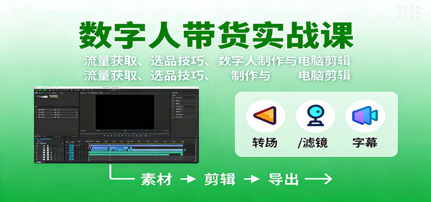数字人变现实战课：流量获取、选品技巧、数字人制作与电脑剪辑-heixxmi