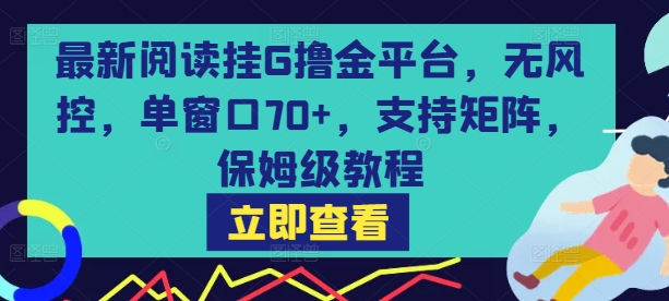 最新阅读挂G撸金平台，无风控，单窗口70+，支持矩阵，保姆级教程【揭秘】-heixxmi