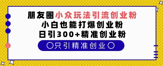 朋友圈小众玩法引流创业粉，小白也能打爆创业粉，日引300+精准创业粉【揭秘】-heixxmi