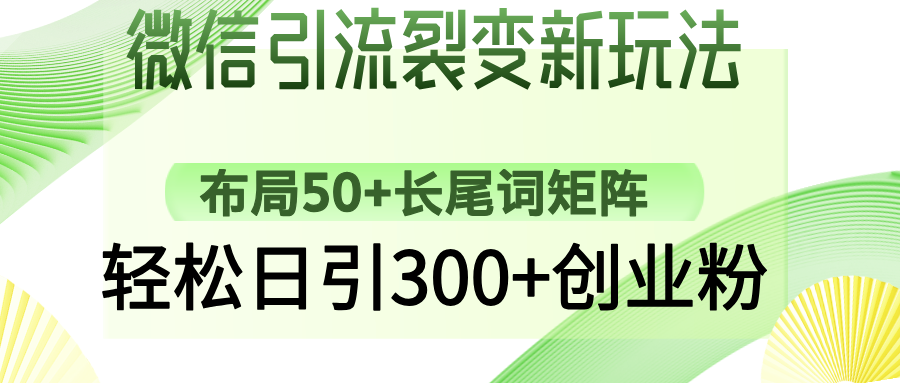 微信引流裂变新玩法：布局50+长尾词矩阵，轻松日引300+创业粉-heixxmi