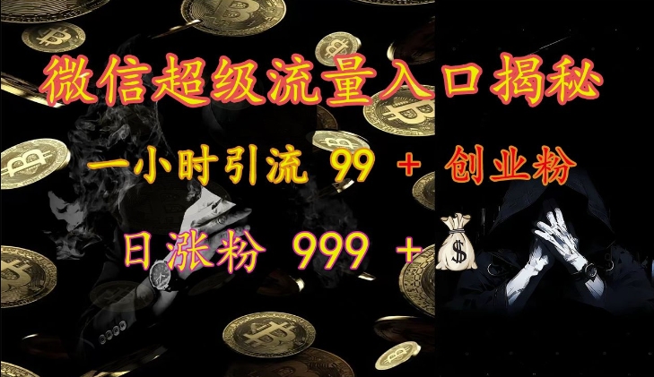微信超级流量入口揭秘：一小时引流 99 + 创业粉，日涨粉 999 +-heixxmi
