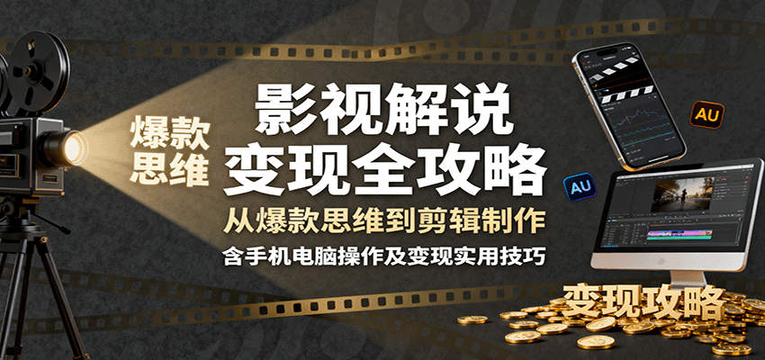 影视解说变现全攻略：从爆款思维到剪辑制作，含手机电脑操作及变现实用技巧-heixxmi