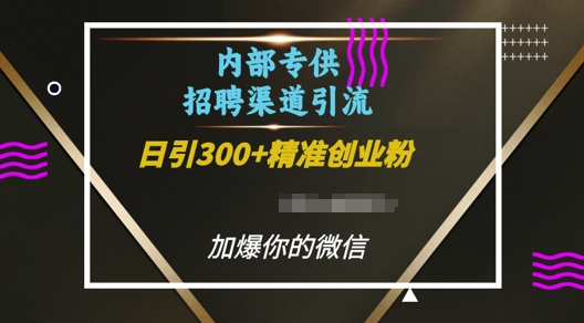 内部招聘渠道日引流300+创业粉，加爆你的微信【揭秘】-heixxmi