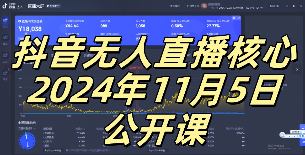 抖音无人直播核心公开课，咸鱼翻身小白可做带有睡后收入月入过万太简单【揭秘】-heixxmi