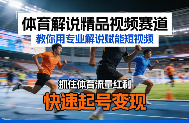体育解说精品视频赛道，教你用专业解说赋能短视频，抓住体育流量红利，快速起号变现-heixxmi